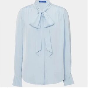 Winser London Silk Blouse and Bow in Soft Blue